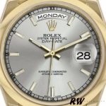 Rolex Day-Date 118208 Silver Dial Domed Bezel 36mm Unisex Replica Watch - Image 4