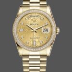 Rolex Day Date 118348 Champagne Jubilee Diamond Dial Yellow Gold 36mm Unisex Replica Watch