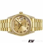 Rolex Day-Date 118338 Champagne Roman Dial Diamond Bezel 36MM Unisex Replica Watch - Image 4