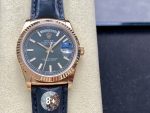 Rolex Day Date 36 Everose Gold Black Dial 118135 0063 Leather Watch - Image 3