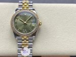 Rolex Datejust 31mm Stainless Steel and Yellow Gold 278383RBR 0016 Green VI Roman Jubilee - Image 3