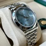 Rolex Day-Date 218206 Ice Blue Roman Numeral Dial Platinum 41MM Mens Replica Watch - Image 2