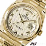 Rolex Day-Date 118208 Yellow Gold Roman Numeral Pyramid Ivory Dial 36mm Unisex Replica Watch - Image 2