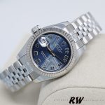 Rolex Datejust 179174 Concentric Circle Blue Dial Fluted Bezel 26MM Lady Replica Watch - Image 3