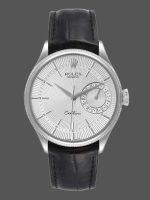 Rolex Cellini Date 50519 Black Leather Silver Dial 39mm Mens Replica Watch
