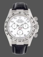 Rolex Daytona 116519 White Dial Black Leather strap 40mm Mens Replica Watch