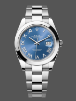 Rolex Datejust 41 Stainless Steel Azzuro Blue Roman Dial M126300 0017 Men's Watch