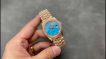 Rolex Day-Date 36 Rose Gold Turquoise Diamond-Set Roman Dial Diamond Bezel m128345rbr 0064 - Image 2