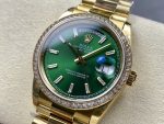 Rolex Day Date 36mm Green Dial Diamond-Set Bezel President Bracelet m128398tbr 0035 - Image 5