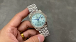 Rolex Day-Date 40mm Platinum Ice Blue Arabic Dial Diamond Bezel 228396TBR Men's Watch - Image 2
