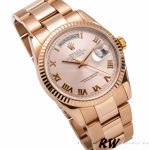 Rolex Day-Date 118235 Pink Roman Numeral dial Fluted Bezel 36mm Lady Replica Watch - Image 3