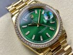 Rolex Day Date 36mm Green Dial Diamond-Set Bezel President Bracelet m128398tbr 0035 - Image 4