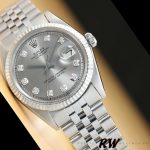 Rolex Datejust 179174 Rhodium Grey Diamond Dial Fluted Bezel 26MM Lady Replica Watch - Image 2