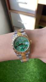 Rolex Datejust 31 Yellow Gold Olive Green Floral Motif Diamond Dial m278273 0031 - Image 6