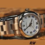 Rolex Oyster Perpetual 177200 White Dial Blue Roman Oyster Bracelet 31mm Lady Replica Watch - Image 3