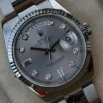 Rolex Day-Date 118239 Silver Diamond Dial fluted bezel 36mm Unisex Replica Watch - Image 4