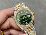 Rolex Datejust 36 Yellow Gold & Diamonds Olive Green Diamond Pave Roman Dial m126283rbr 0011 - Image 4