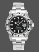 Rolex Submariner 116610 Black Dial Diamond Case 40MM Men's Watch