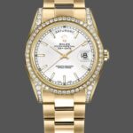 Rolex Day-Date 118388 Yellow Gold White Dial 36MM Unisex Replica Watch