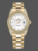 Rolex Day-Date 118388 Yellow Gold White Dial 36MM Unisex Replica Watch