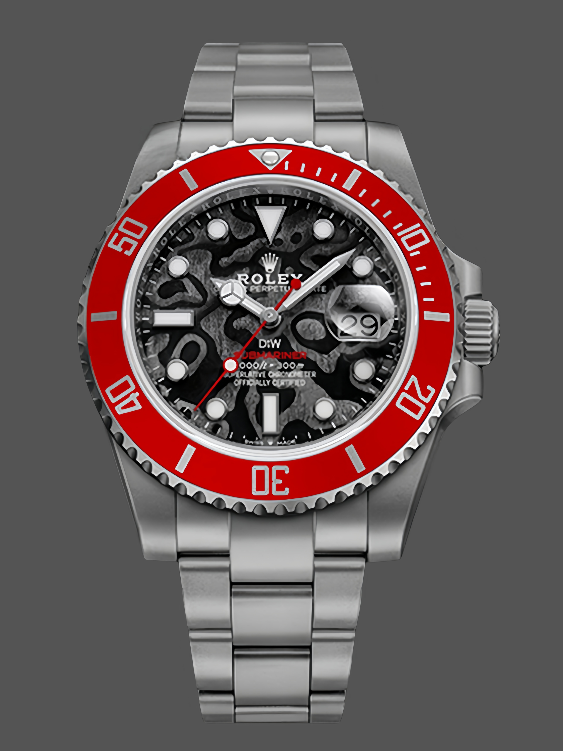 E545C4EA-CCF3-7F6A-CAAE-FEC58D9891C0 Rolex Submariner DIW Persimmon Orange Black Dial Ceramic Red Bezel 116610LN - Image 1