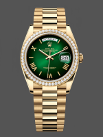 Rolex Day Date 36 36mm Green Ombré Dial Diamond-Set Bezel President Bracelet m128348rbr 0068