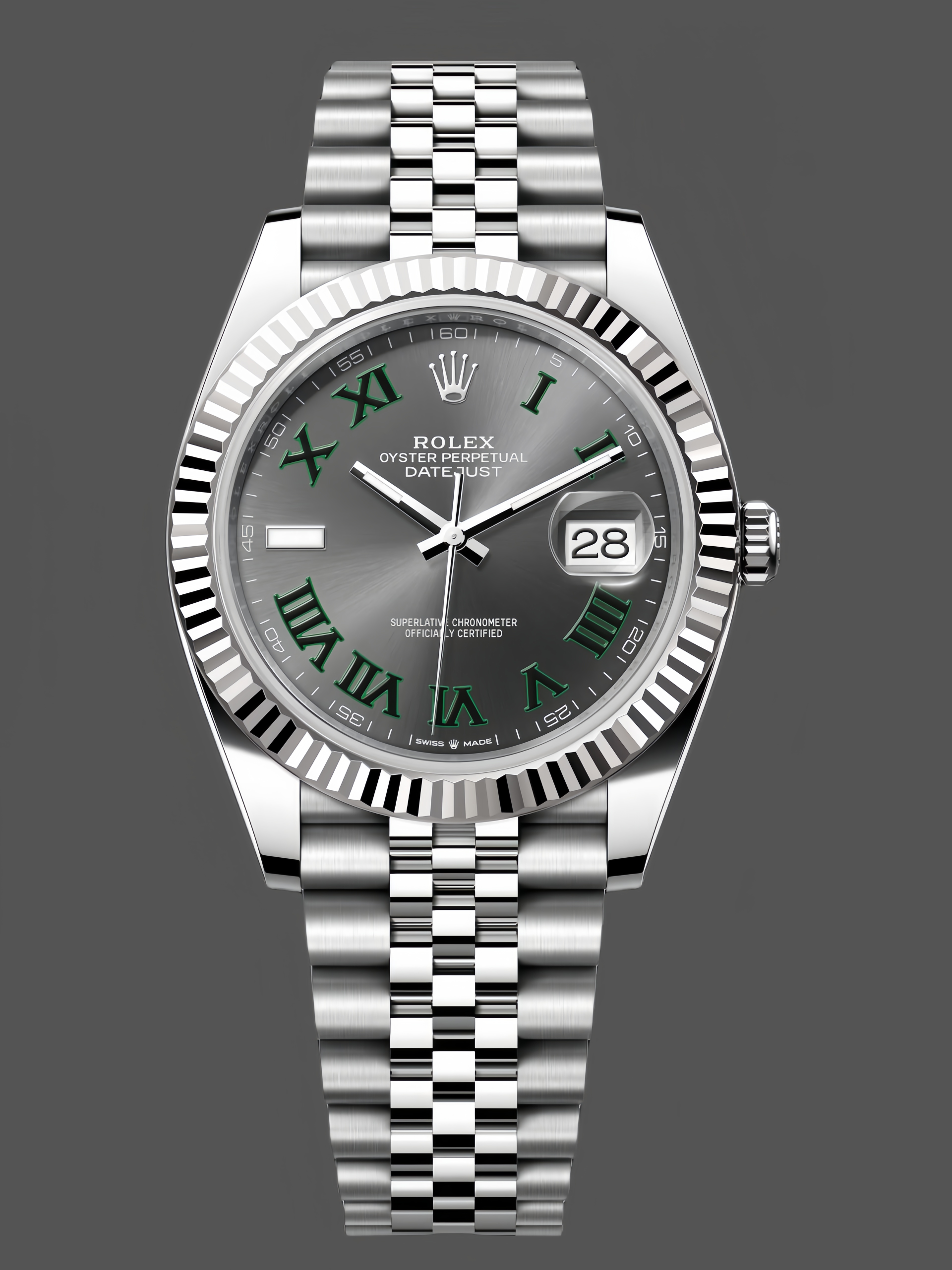 E5DE188E-8F83-8220-B73A-ED95DBBC62E1 Rolex Datejust 126334 0022 41mm Slate Grey Roman Dial Men's Watch - Image 1
