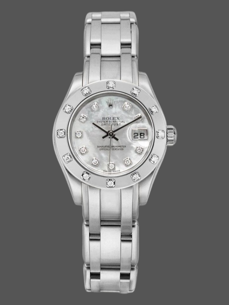 E5FAFDDC-01E0-6159-D7A3-90D6D6ECFF31 Rolex Pearlmaster 80319 MOP Diamond Dial 29MM Lady Replica Watch - Image 1