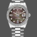 Rolex Day Date 118346 Black MOP Dial Platinum 36mm Unisex Replica Watch