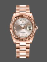 Rolex Day-Date 118235 Pink Roman Numeral dial Fluted Bezel 36mm Lady Replica Watch