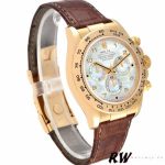 Rolex Daytona 116518 Yellow Gold MOP Dial Brown Strap 40mm Mens Replica Watch - Image 2