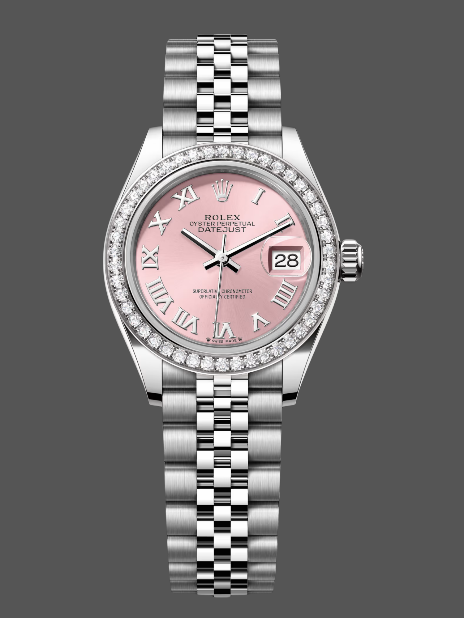 E716B5EE-B86E-B3DC-64BC-93937D82C2FA Rolex Datejust 28 Pink Roman Jubilee 279384RBR 0005 Women's Watch - Image 1