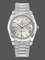 Rolex Day-Date 228206 Silver Roman Numeral Dial Platinum 40MM Mens Replica Watch