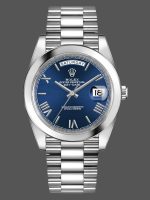 Rolex Day-Date 228206 Blue Roman Numeral Dial Platinum 40MM Mens Replica Watch