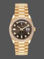 Rolex Day-Date 128348RBR Dark Grey Dial Yellow Gold 36MM Unisex Replica Watch