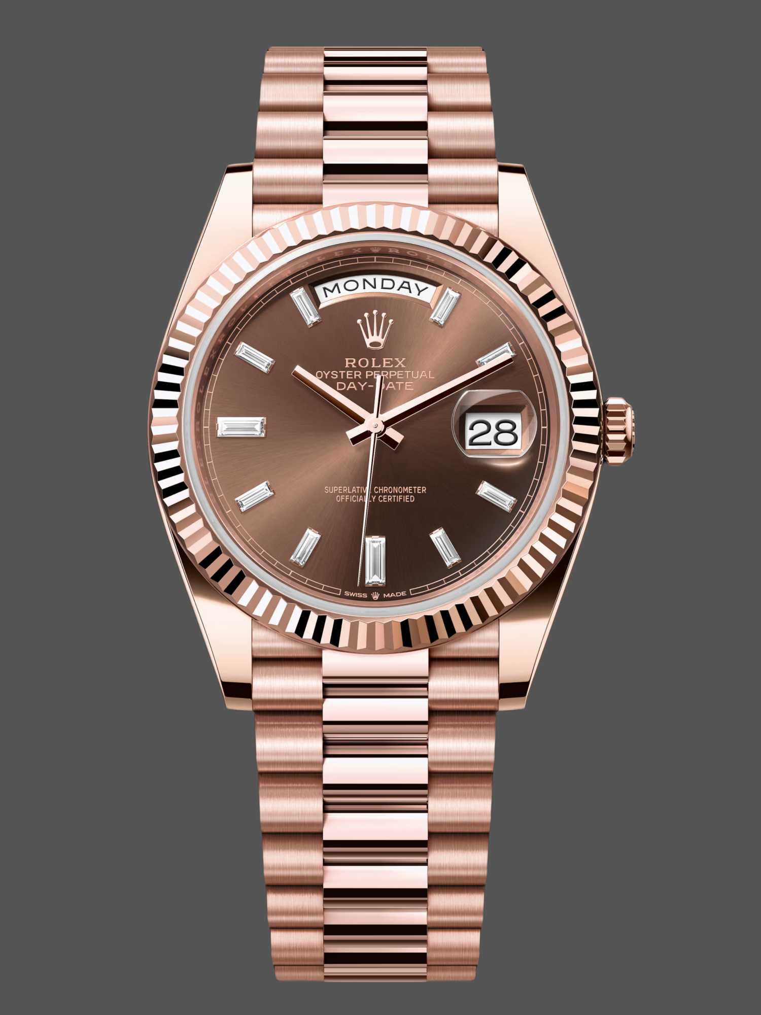 E8C1402E-5B5C-EA1E-D6A5-F42283B4A42A Rolex Day Date 40 18kt Everose Gold Rolex President Chocolate Dial m228235 0003 - Image 1