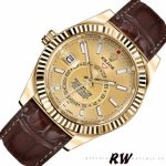 Rolex Sky-Dweller 326138 Champagne Dial Yellow Gold 42MM Mens Replica Watch - Image 4