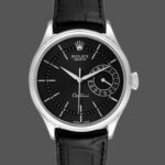 Rolex Cellini Date 50519 Black Leather Black Dial 39mm Mens Replica Watch