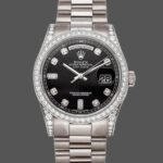 Rolex Day-Date 118389 White Gold Black Diamond Dial 36MM Unisex Replica Watch