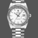 Rolex Day-Date 118239 White Gold White Dial Fluted Bezel 36mm Unisex Replica Watch