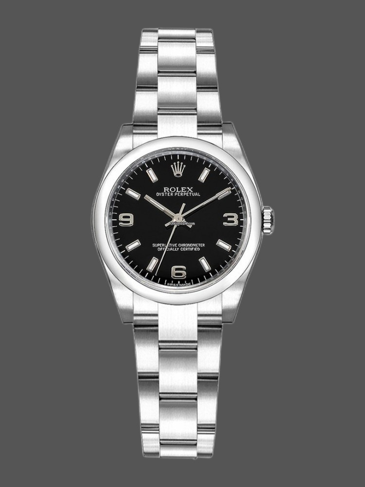 E92C9113-5B9B-9DC7-94E2-63176A0C04EE Rolex Oyster Perpetual 176234 Fluted Bezel Black Arabic Dial 26MM Lady Replica Watch - Image 1