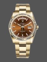 Rolex Day-Date 118238 Index Cognac Dial Fluted Bezel 36mm Unisex Replica Watch