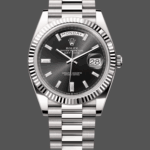 Rolex Day-Date 40mm 228239 0005 Black Diamond Dial Fluted Bezel Mens Replica Watch