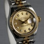 Rolex Datejust 179173 Champagne Diamond Dial Fluted Bezel 26MM Lady Replica Watch - Image 3