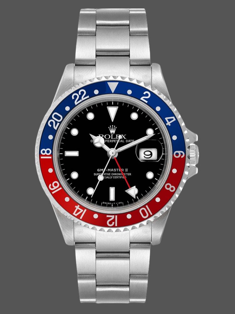 EB98AE2E-7A38-57F4-E4BB-95A11D39B8B1 Rolex GMT-Master II 16710 Black Dial Blue Red Pepsi Bezel 40MM Mens Replica Watch - Image 1