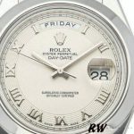 Rolex Day-Date 218206 Concentric Circle Ivory Roman Numeral Dial Platinum 41MM Mens Replica Watch - Image 4