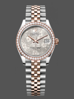 Rolex Datejust 31 Rose Gold Silver Floral Motif Diamond Dial Diamond Bezel m278381rbr 0032
