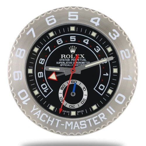 EC9BB33F-4223-3A4E-7750-62DF5BD85579 Rolex Yacht Master Silver & Black Wall Clock - Image 1