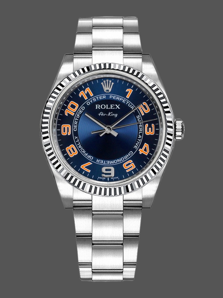 ECC54996-9EB8-93A6-6EFB-8E4B2CC7F29B Rolex Oyster Perpetual Air-King 114234 Blue Dial Stainless Steel Oyster 34mm Unisex replica watch - Image 1