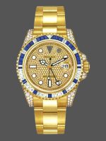 Rolex GMT-Master II 116758 Yellow Gold Pave Dial 40mm Mens Replica Watch